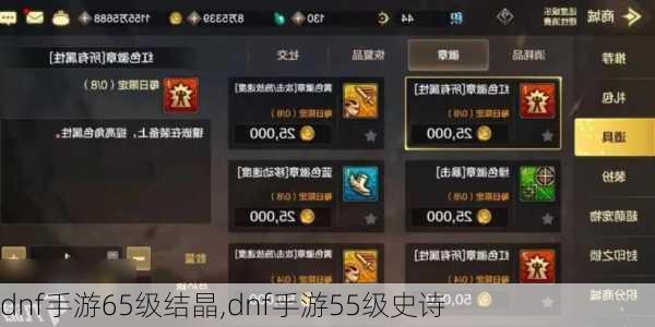 dnf手游65级结晶,dnf手游55级史诗