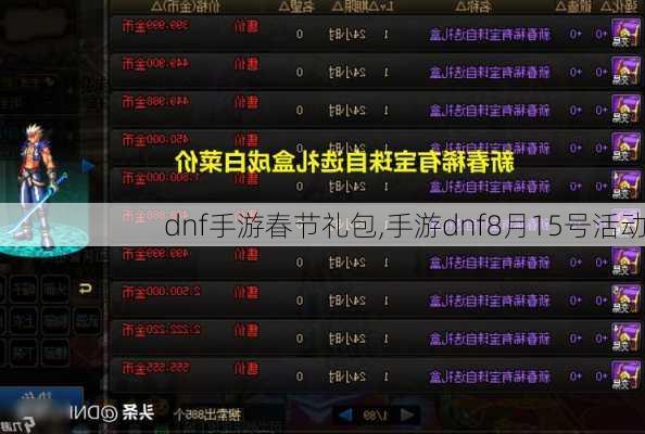 dnf手游春节礼包,手游dnf8月15号活动