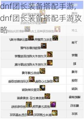 dnf团长装备搭配手游,dnf团长装备搭配手游攻略