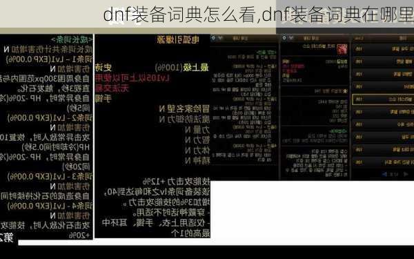 dnf装备词典怎么看,dnf装备词典在哪里
