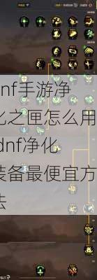 dnf手游净化之匣怎么用,dnf净化装备最便宜方法