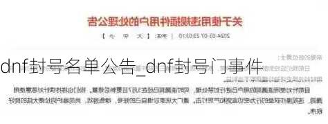 dnf封号名单公告_dnf封号门事件