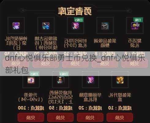 dnf心悦俱乐部勇士币兑换_dnf心悦俱乐部礼包