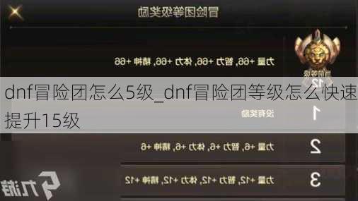 dnf冒险团怎么5级_dnf冒险团等级怎么快速提升15级