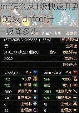 dnf怎么从1级快速升到100级,dnfcof升一级降多少