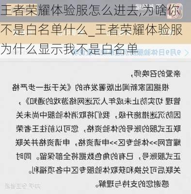 王者荣耀体验服怎么进去,为啥你不是白名单什么_王者荣耀体验服为什么显示我不是白名单