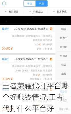 王者荣耀代打平台哪个好赚钱情况,王者代打什么平台好