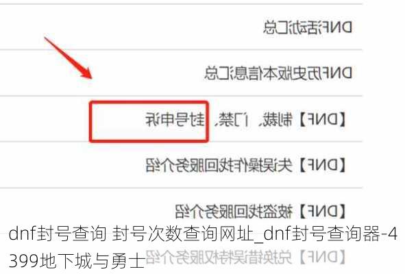 dnf封号查询 封号次数查询网址_dnf封号查询器-4399地下城与勇士
