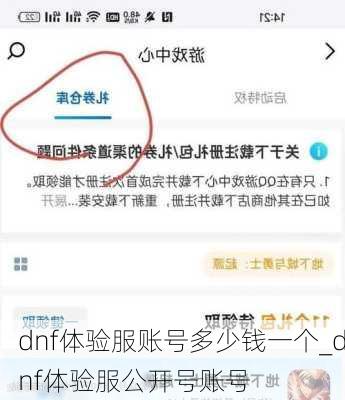 dnf体验服账号多少钱一个_dnf体验服公开号账号