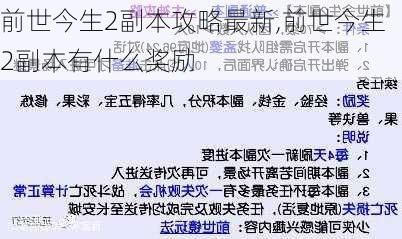 前世今生2副本攻略最新,前世今生2副本有什么奖励