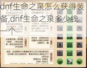 dnf生命之泉怎么获得装备,dnf生命之泉多少钱一个