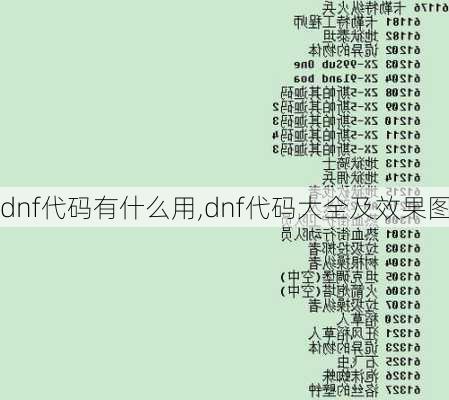 dnf代码有什么用,dnf代码大全及效果图