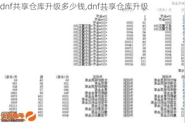 dnf共享仓库升级多少钱,dnf共享仓库升级