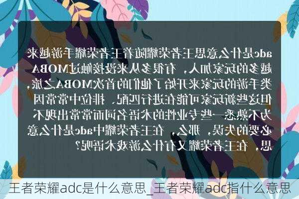 王者荣耀adc是什么意思_王者荣耀adc指什么意思