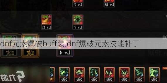 dnf元素爆破buff装,dnf爆破元素技能补丁