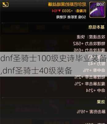 dnf圣骑士100级史诗毕业装备,dnf圣骑士40级装备