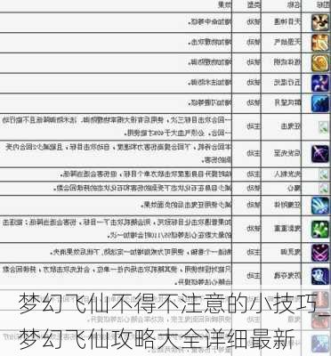 梦幻飞仙不得不注意的小技巧_梦幻飞仙攻略大全详细最新