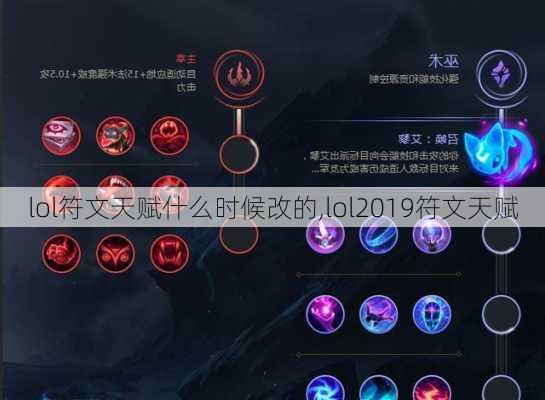 lol符文天赋什么时候改的,lol2019符文天赋