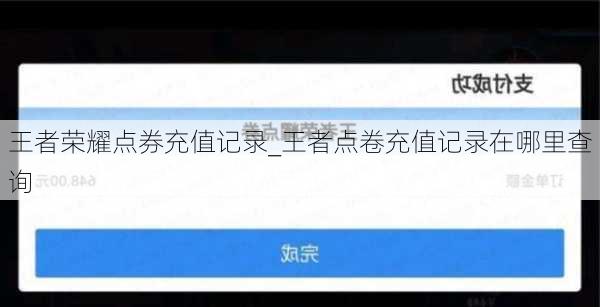 王者荣耀点券充值记录_王者点卷充值记录在哪里查询