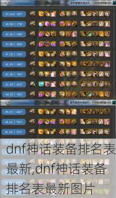 dnf神话装备排名表最新,dnf神话装备排名表最新图片