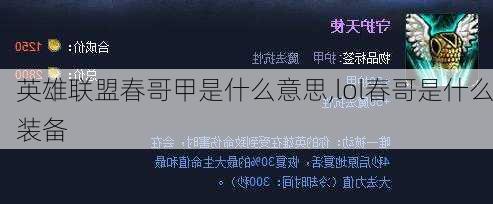 英雄联盟春哥甲是什么意思,lol春哥是什么装备